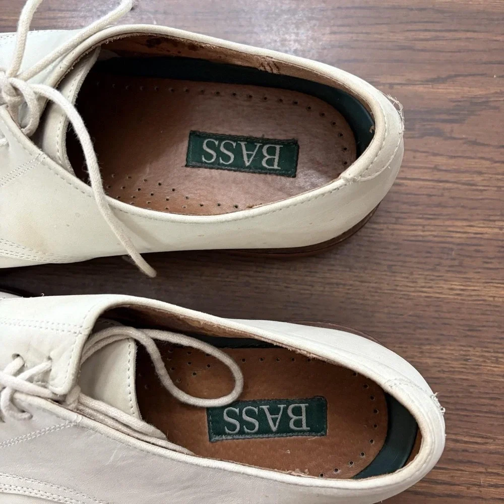 Bass Middlebury Leather Oxford Shoes Men's 10.5 Cream Tan Lace Up Dress Casual
